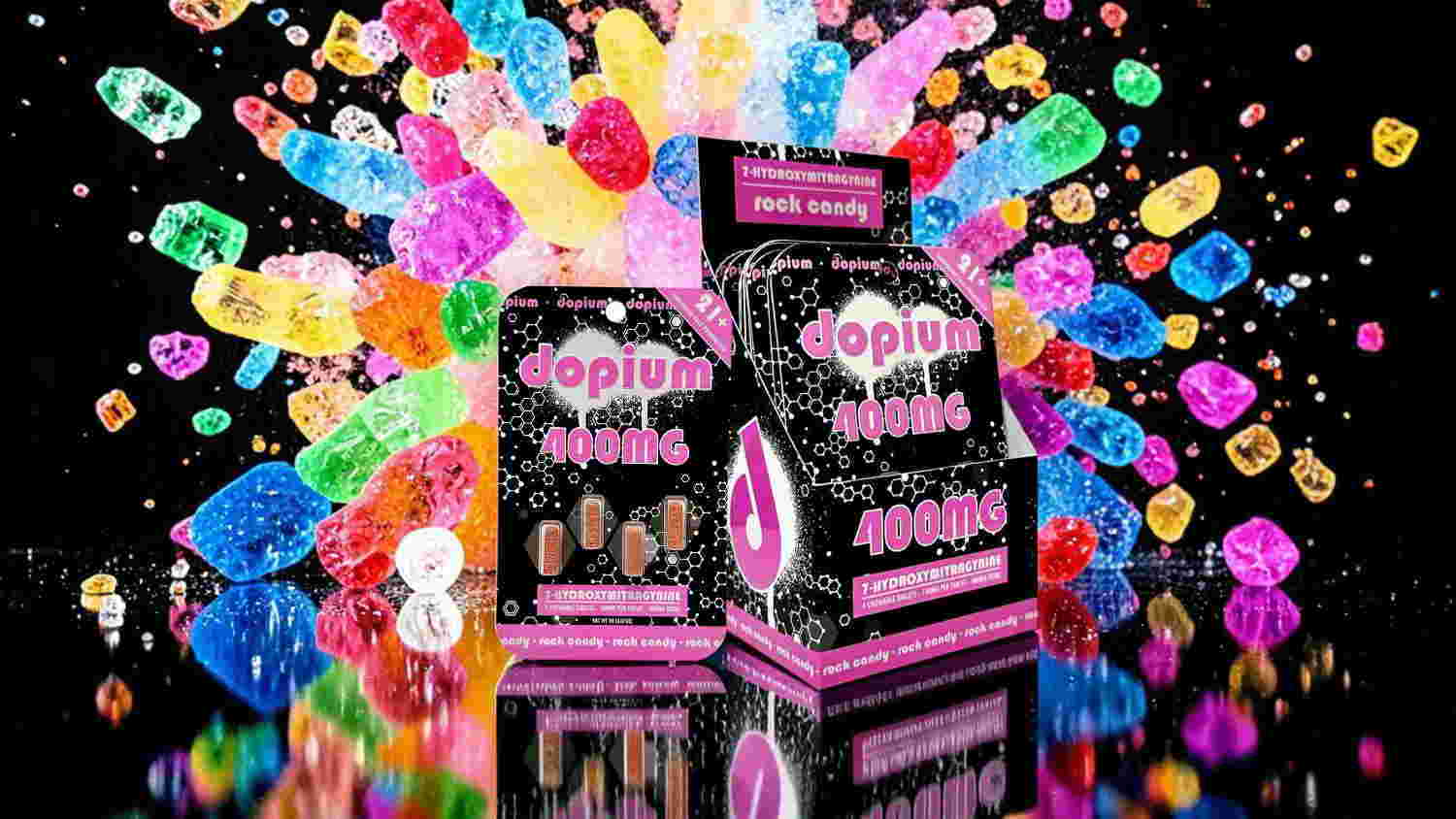 Colorful candy packaging against a vibrant, colorful background.