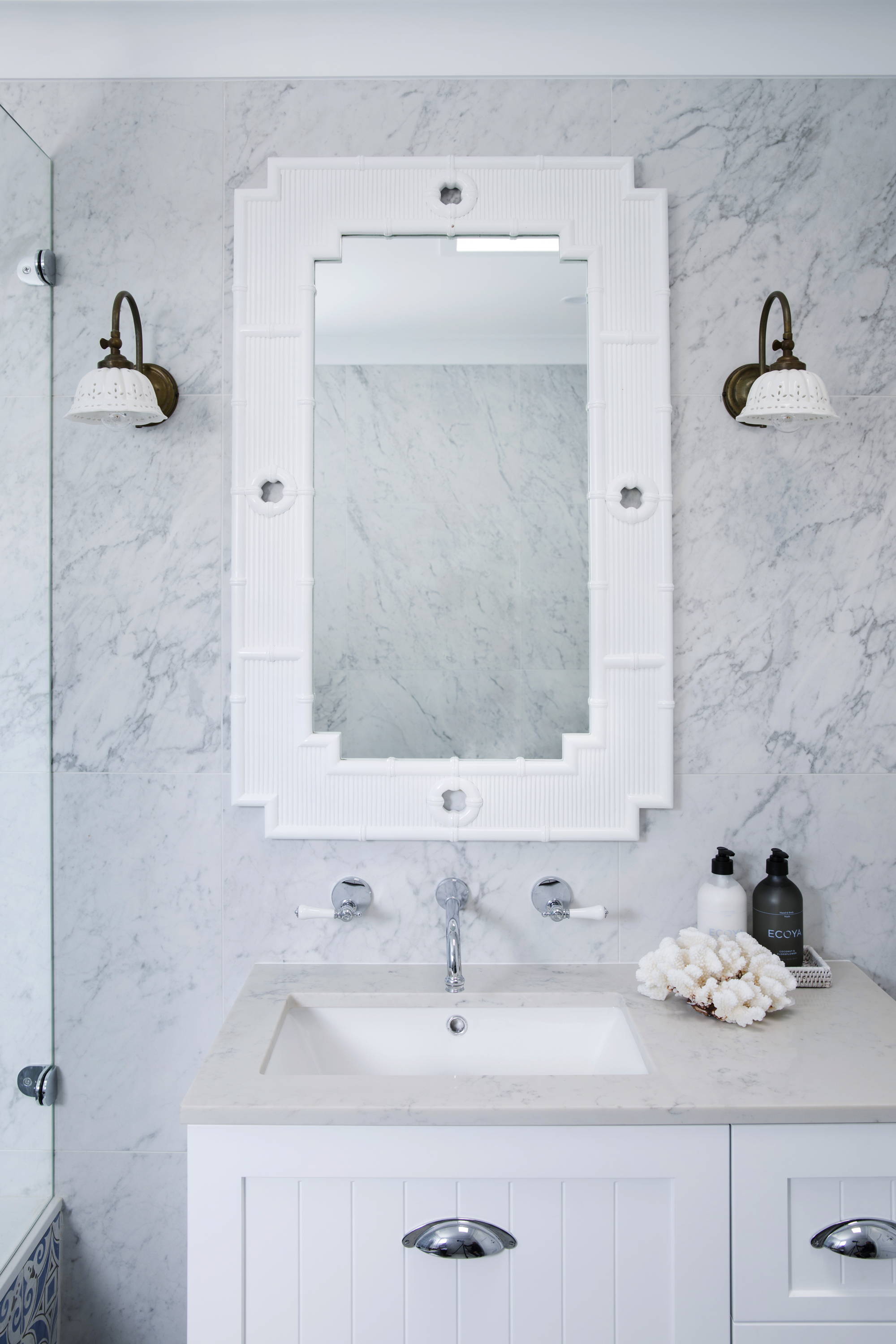 Marble Hamptons Bathroom Brass Vintage Hamptons style Wall Lights