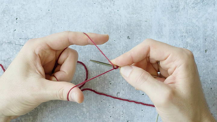 Step Image 3a: Knit a purl stitch for Italian tubular cast on | Brooklyn Tweed