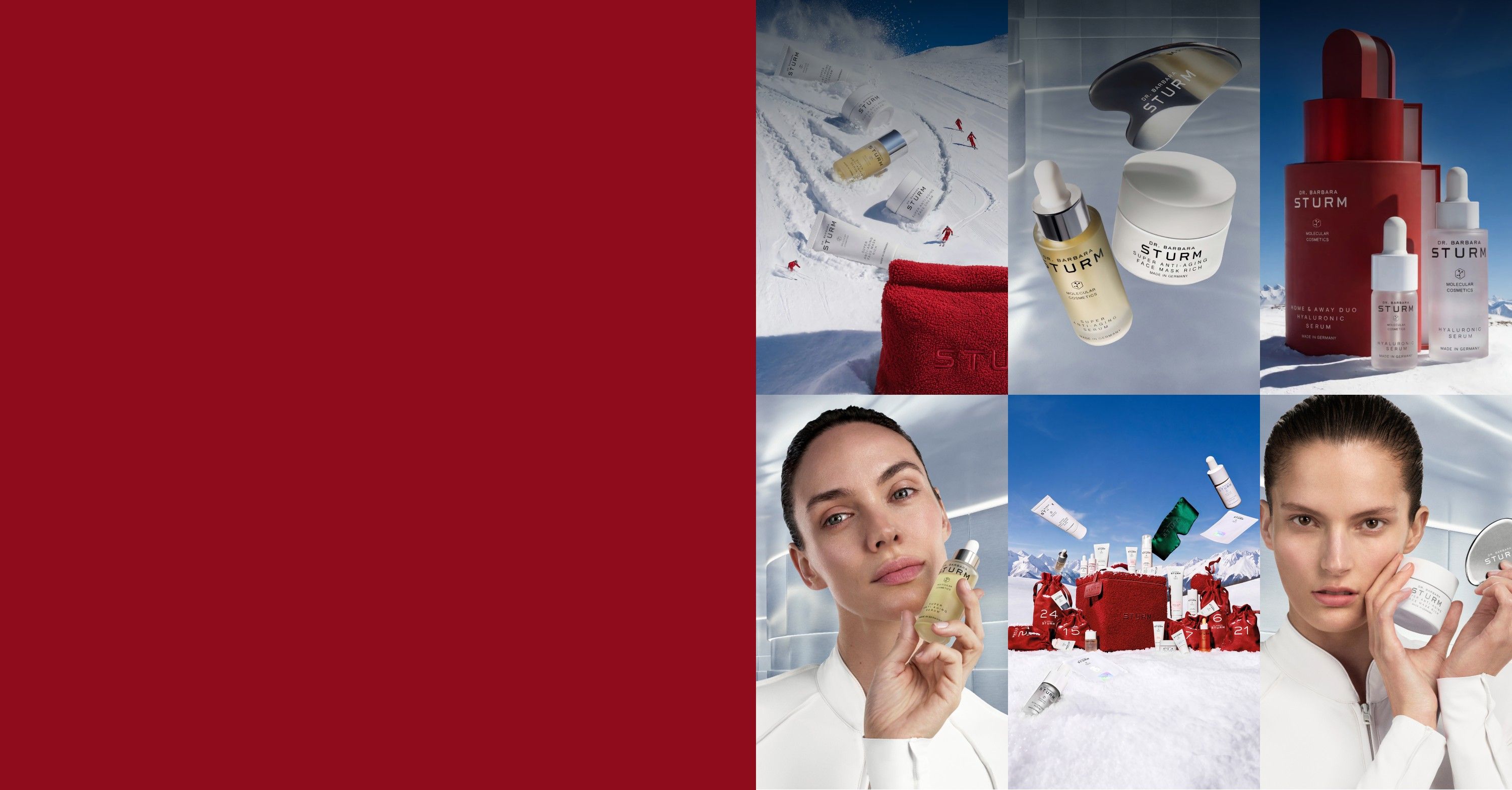 Collage of skincare products and models demonstrating beauty routines.