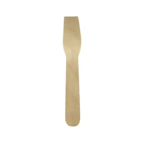 A wood ice cream spoon