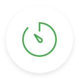 Green circular timer icon on a white background.