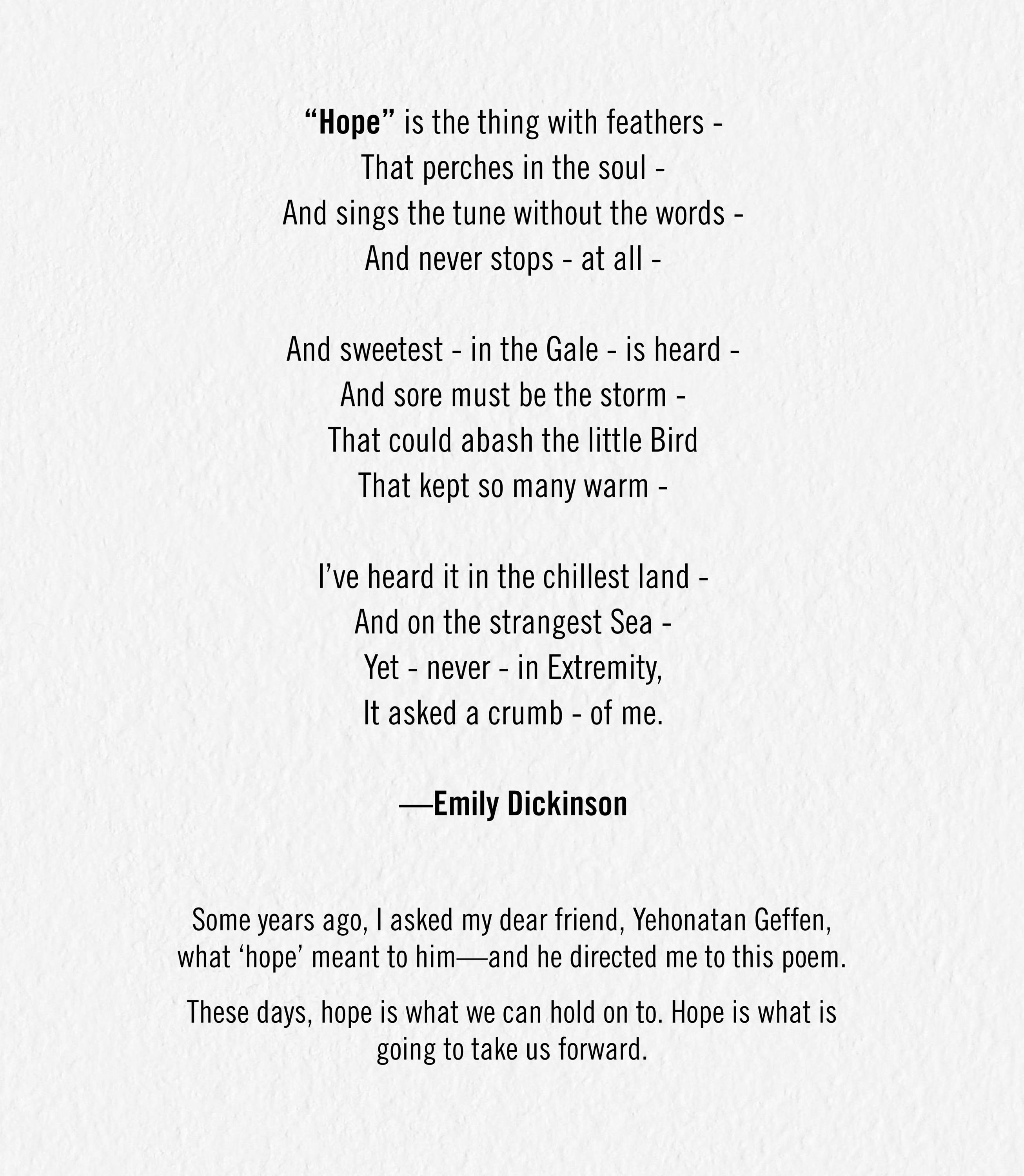 A poem about hope by Emily Dickinson