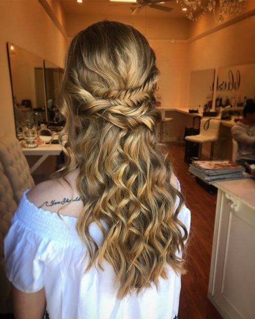 Fishtail Braid Curled Hair