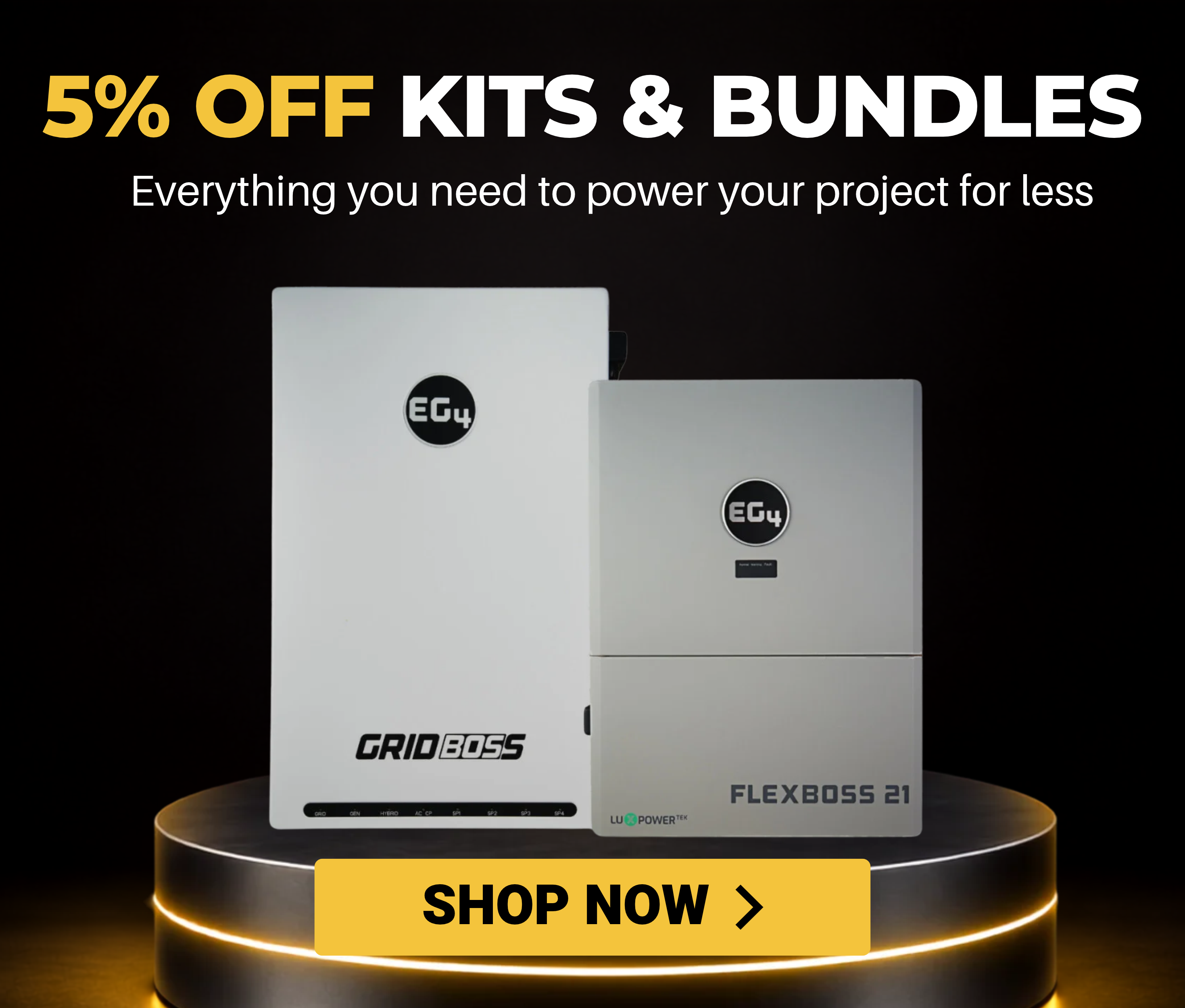 Promotional image for 5% off kits and bundles. Shop now!