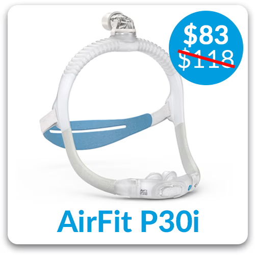 AirFit P30i CPAP mask with price discount displayed.