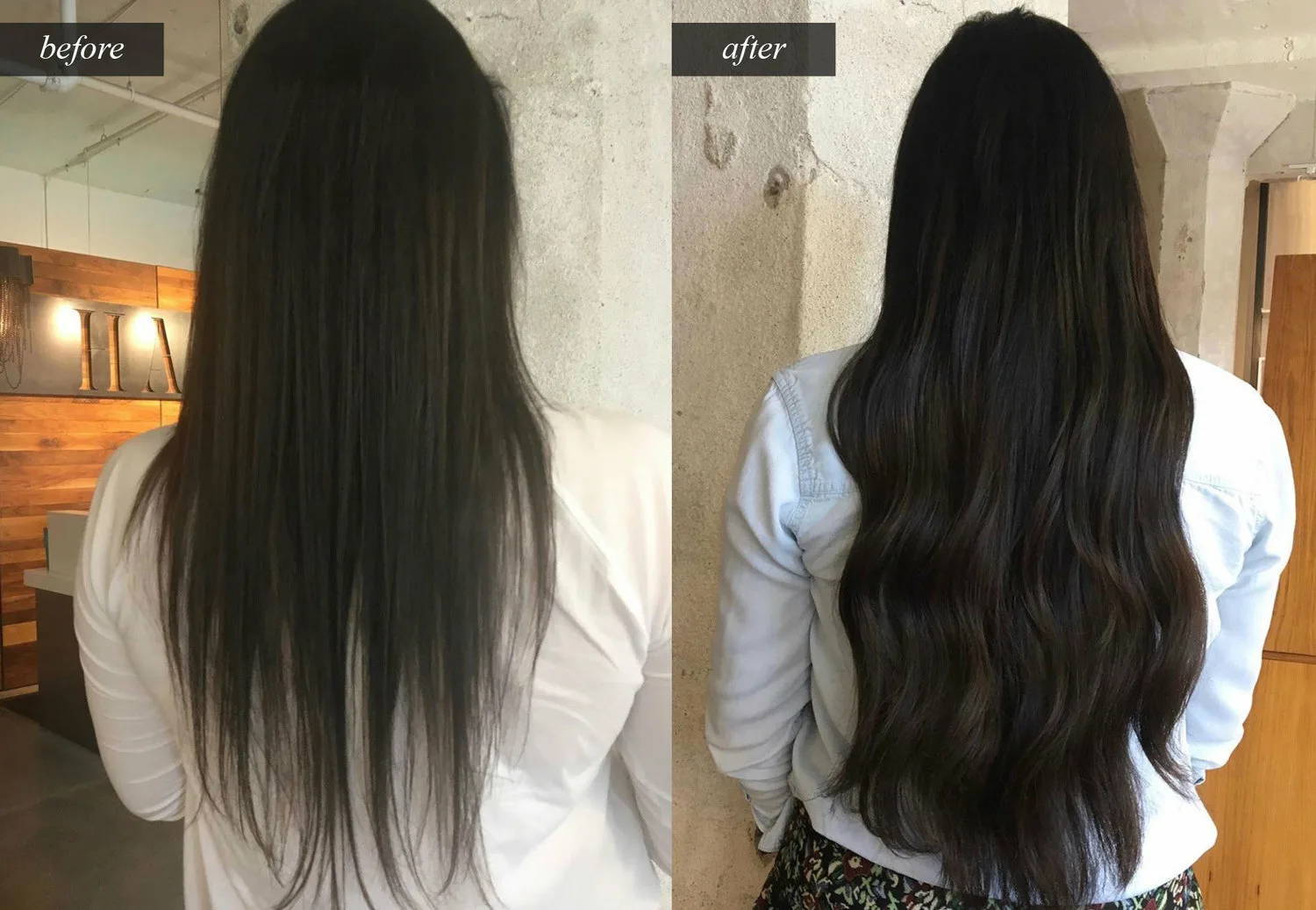 Before And After Installation Of Clip In Hair Extensions