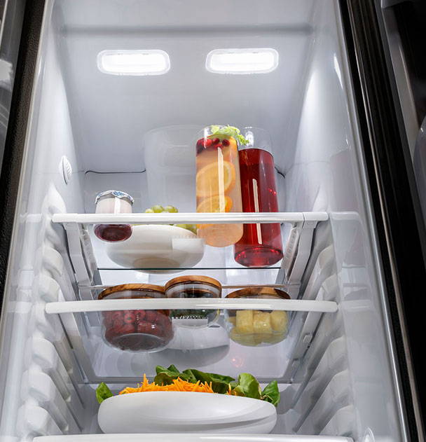 Showcase LED Lighting is featured in your side-by-side refrigerator. 