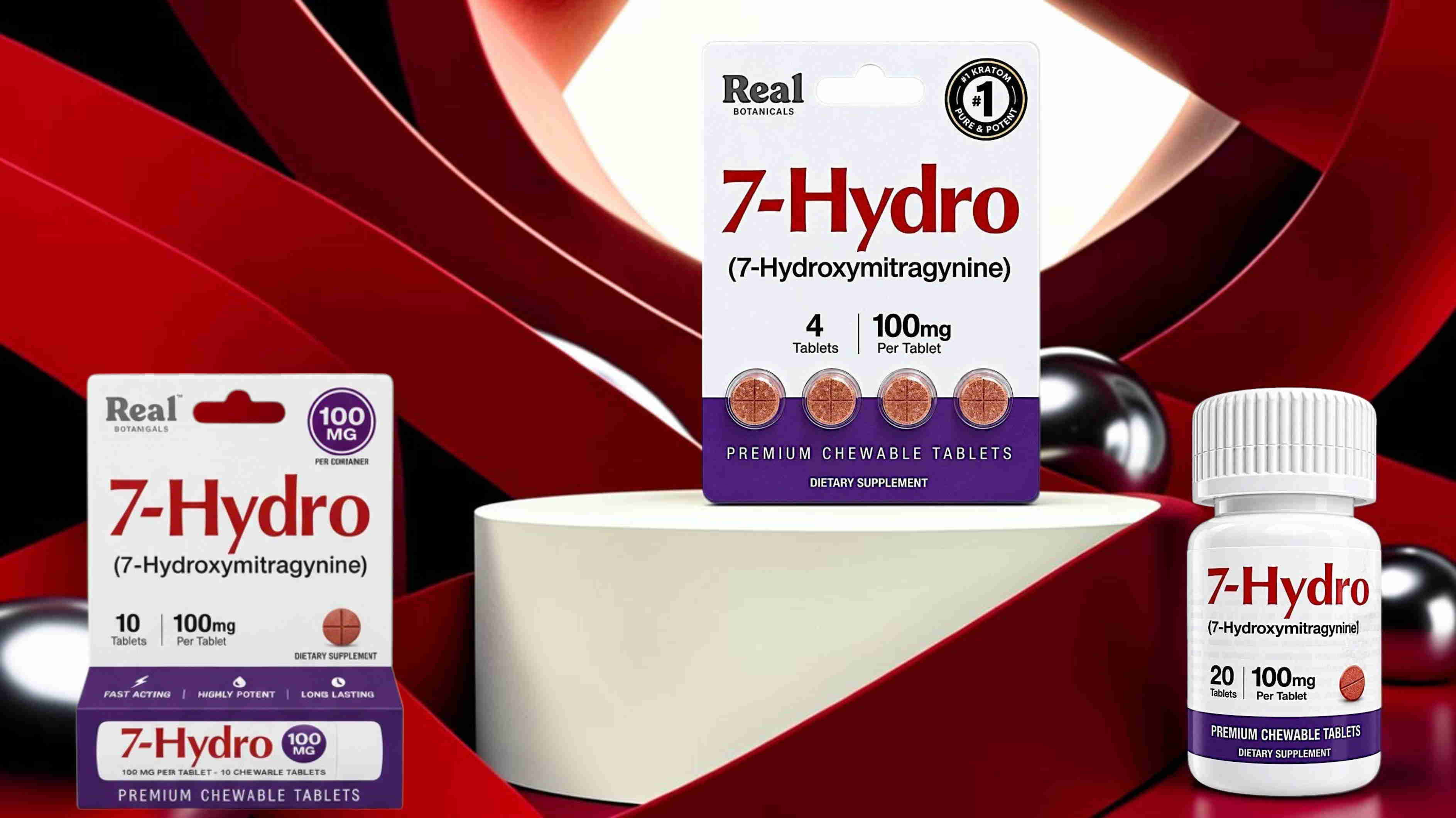 Various packages of 7-Hydro dietary supplement on a colorful background.