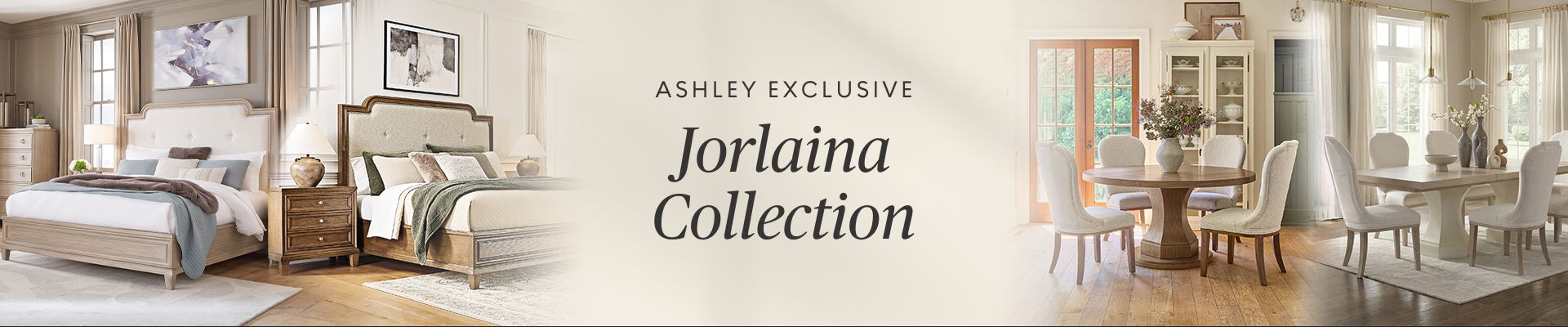 Jordaina Collection featuring elegantly designed bedroom and living spaces.