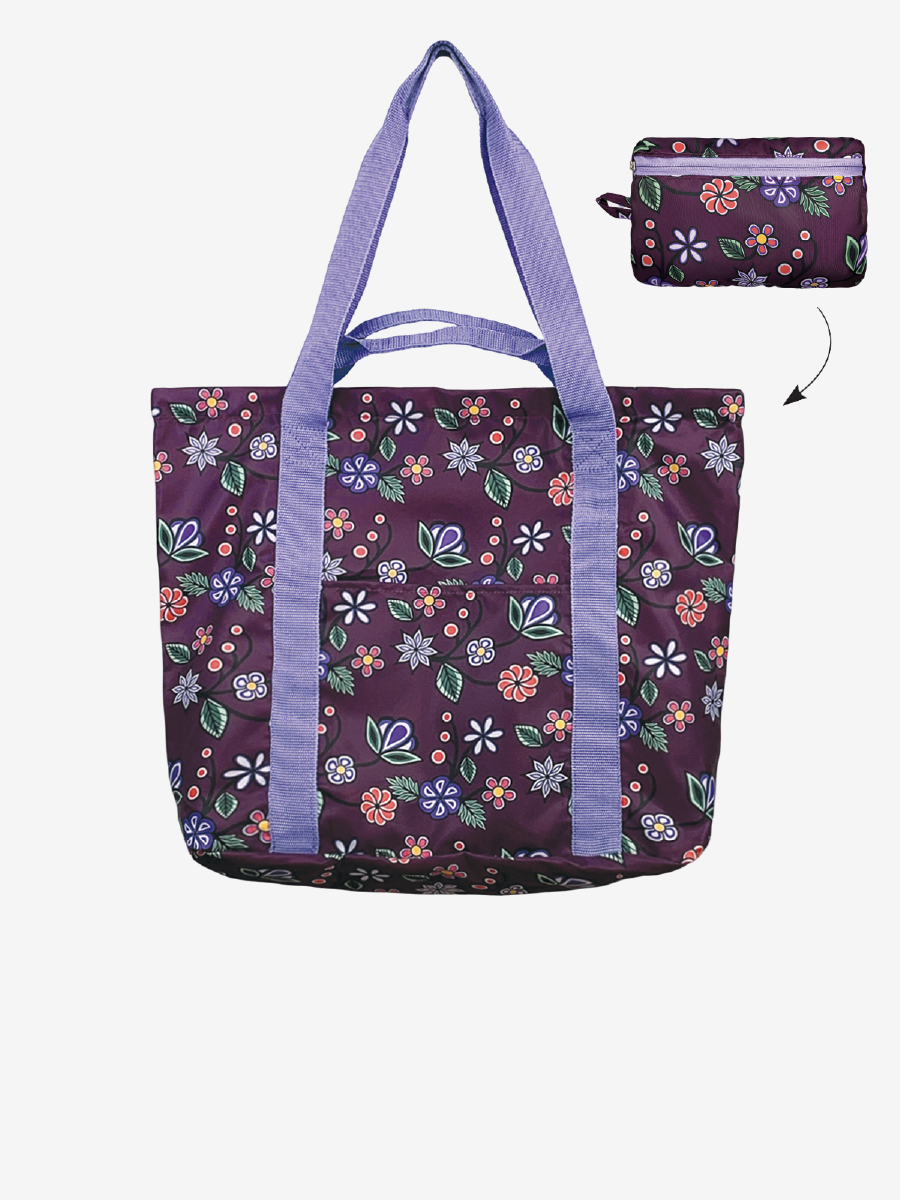 Ojibwe Florals Packable Tote by Storm Angeconeb