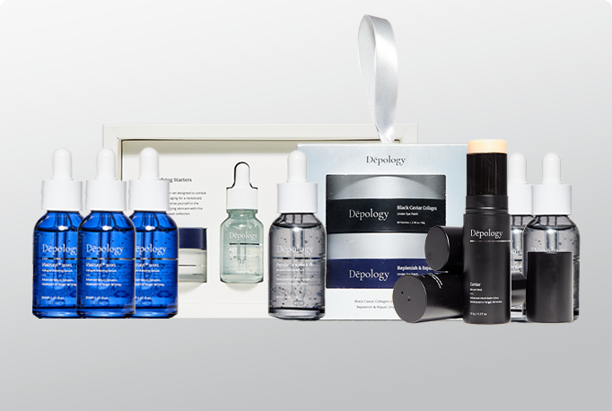 Depology Skincare collection line up for dehydrated skin
