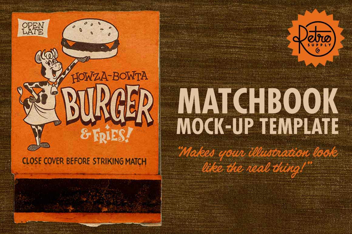 Matchbook mock-up template by RetroSupply Co.