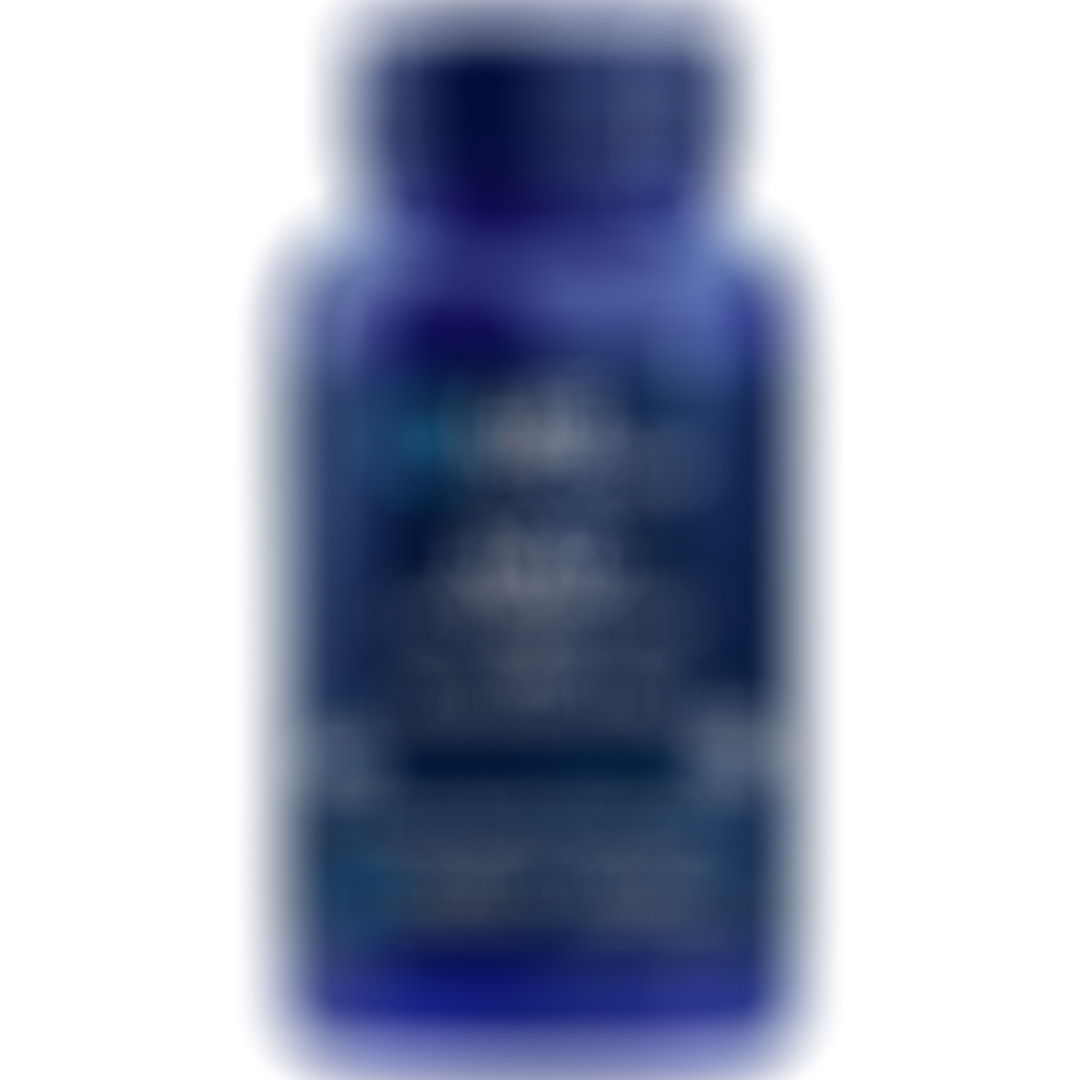 Blue bottle of supplements with white and silver text.