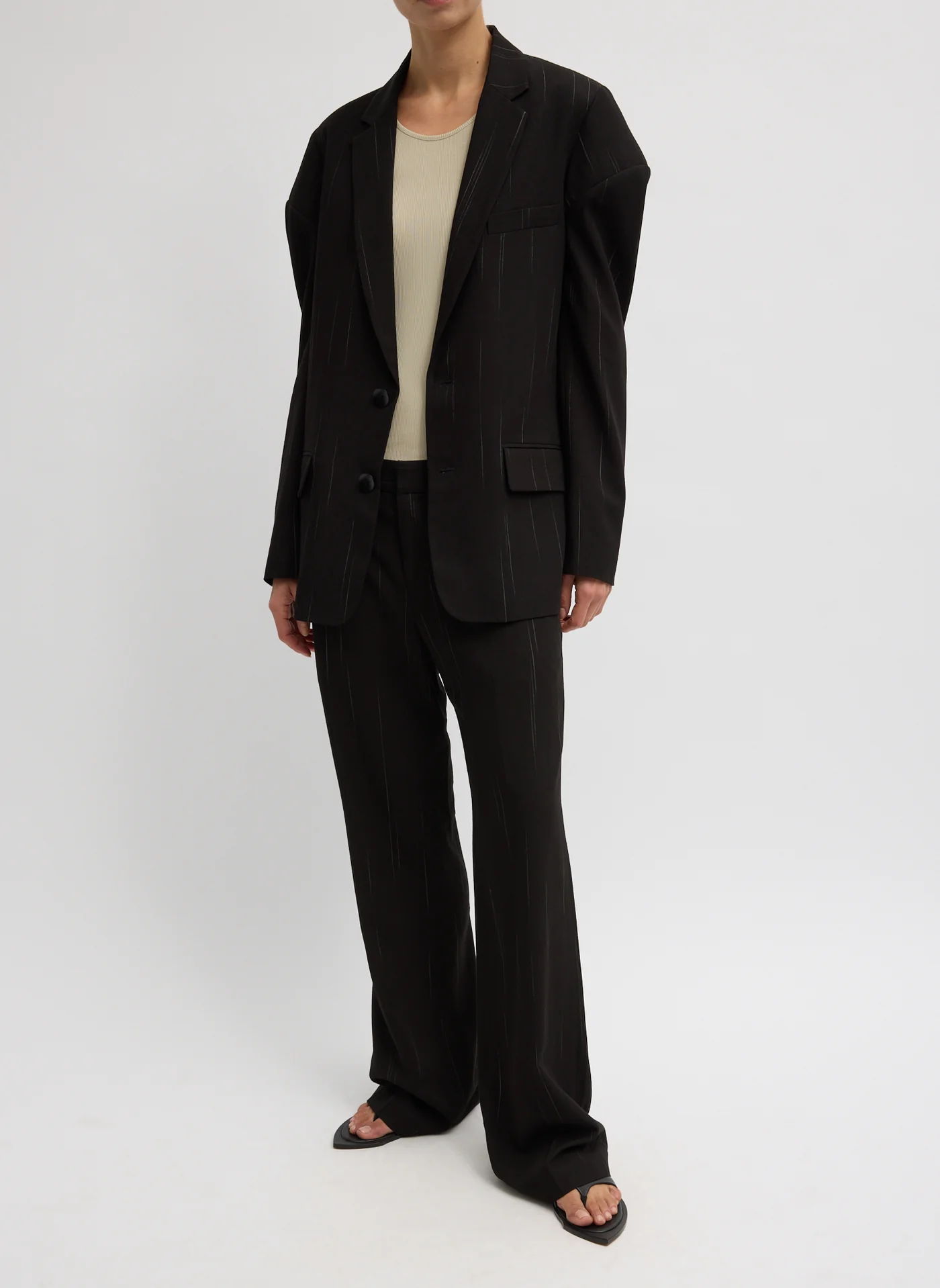 Viscose Suiting Hinged Sleeve Blazer
