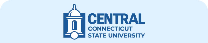 Central Connecticut State University logo with a blue background.