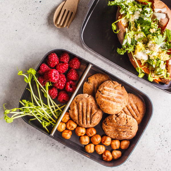 High Quality Organics Express tahini cookies with raspberries and chickpeas