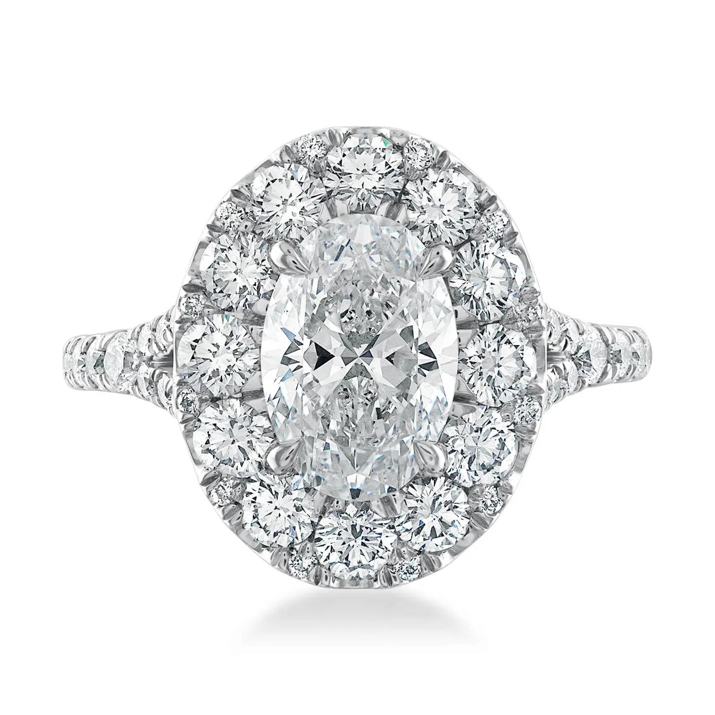 oval halo engagement ring platinum
