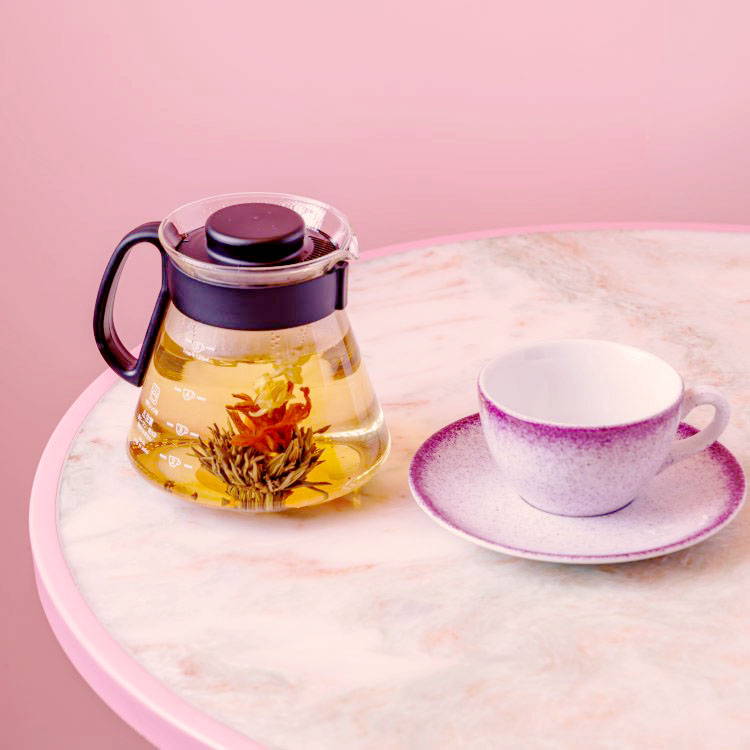 Floral Tea served in glass teapot