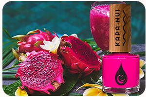 non toxic nail polish bottle in dragon fruit color with dragon fruit