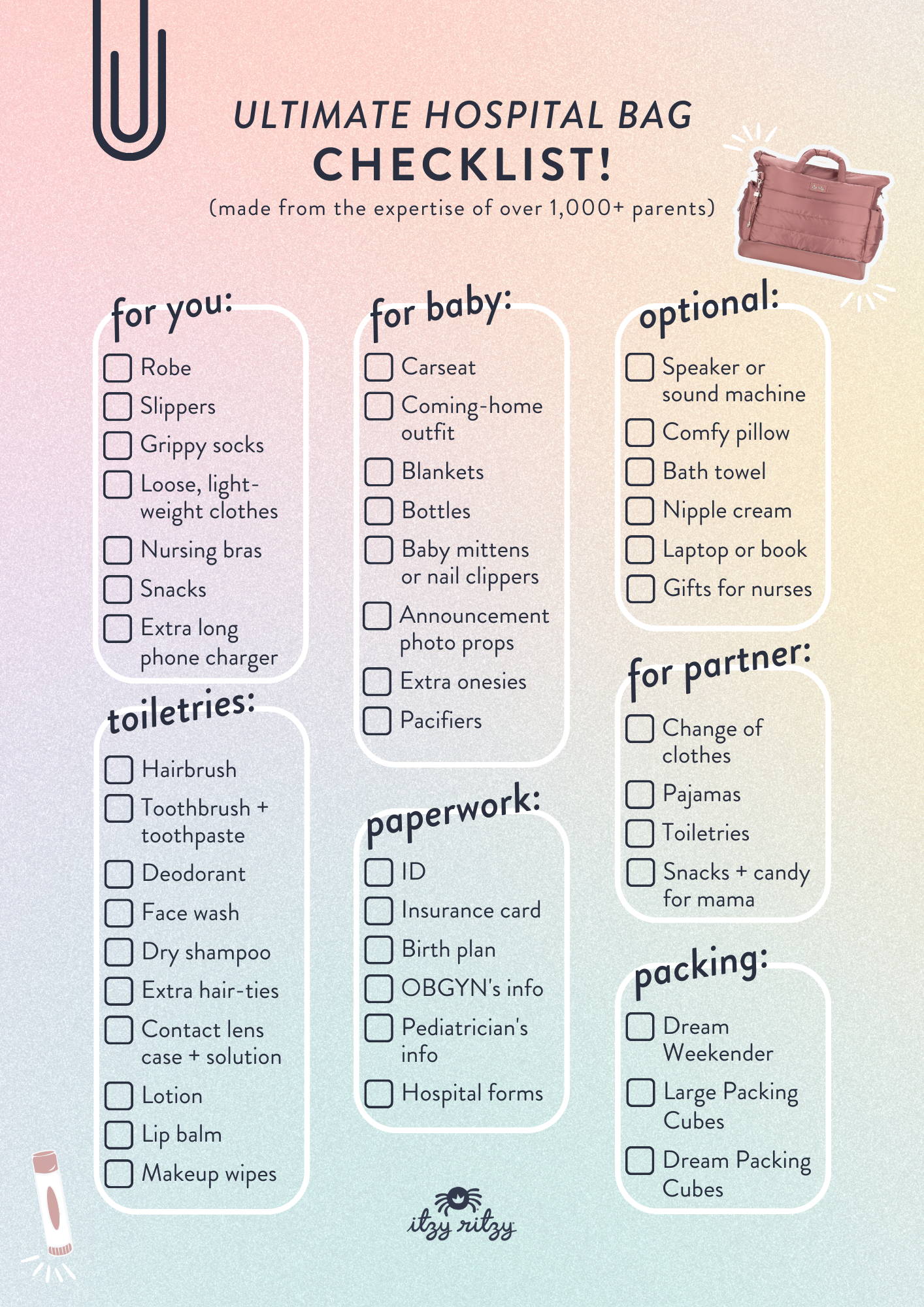 Maternity Hospital Bag Checklist: What To Pack For Mom & Baby For