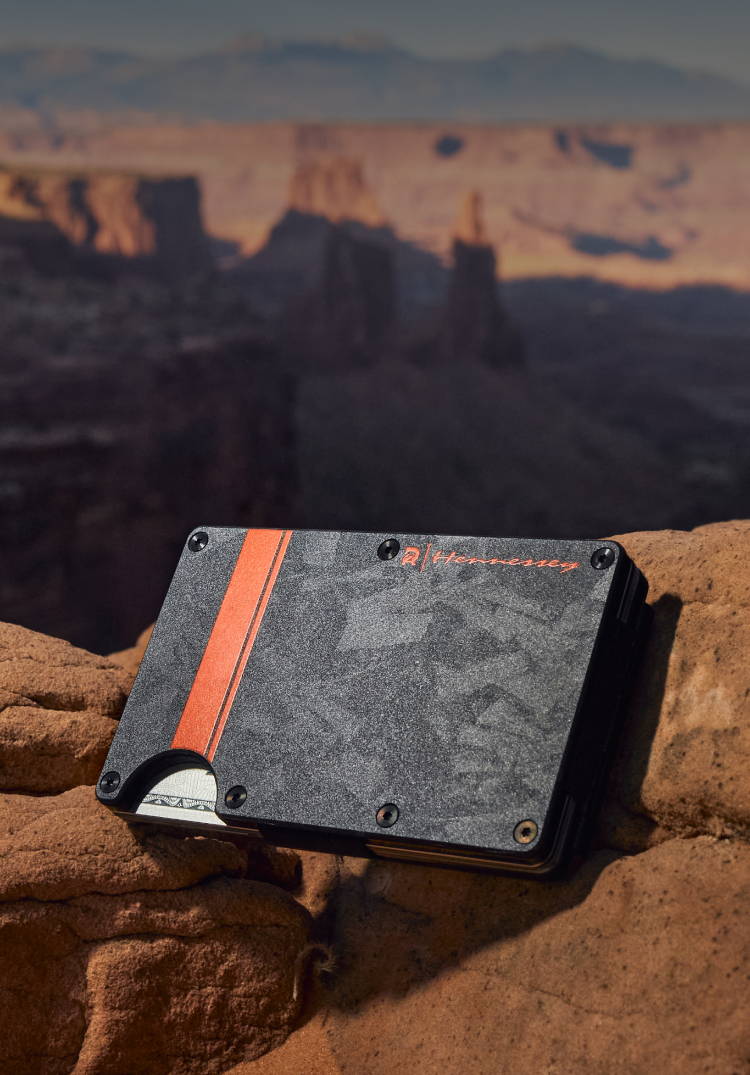 hennessey wallet on top of the canyon