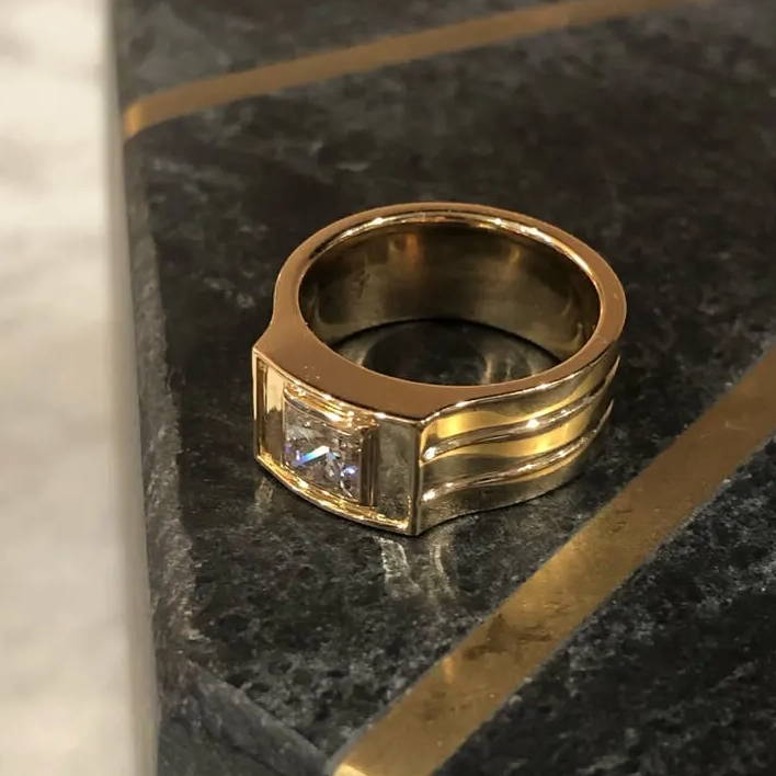 custom gold and diamond pinky ring