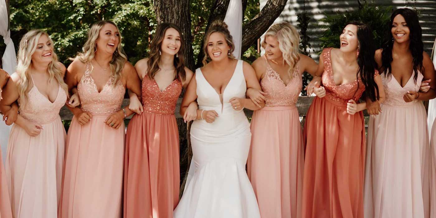 Pink Beaded Embroidered Bridesmaid Dresses
