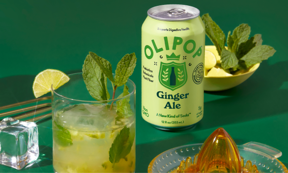 Twister-Ale Mocktail with OLIPOP Ginger Ale
