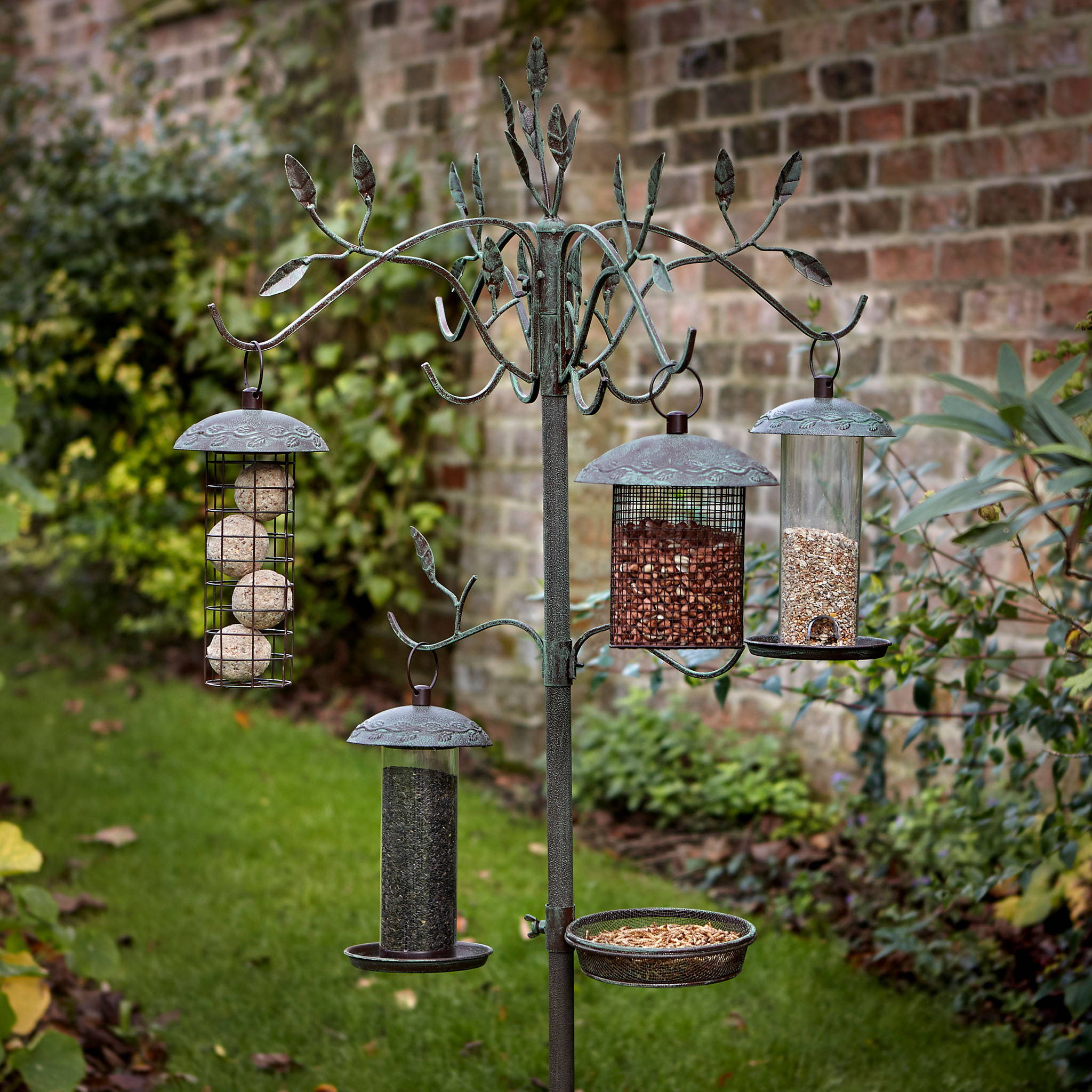 Peckish Secret Garden Dining Station with bird feeders on