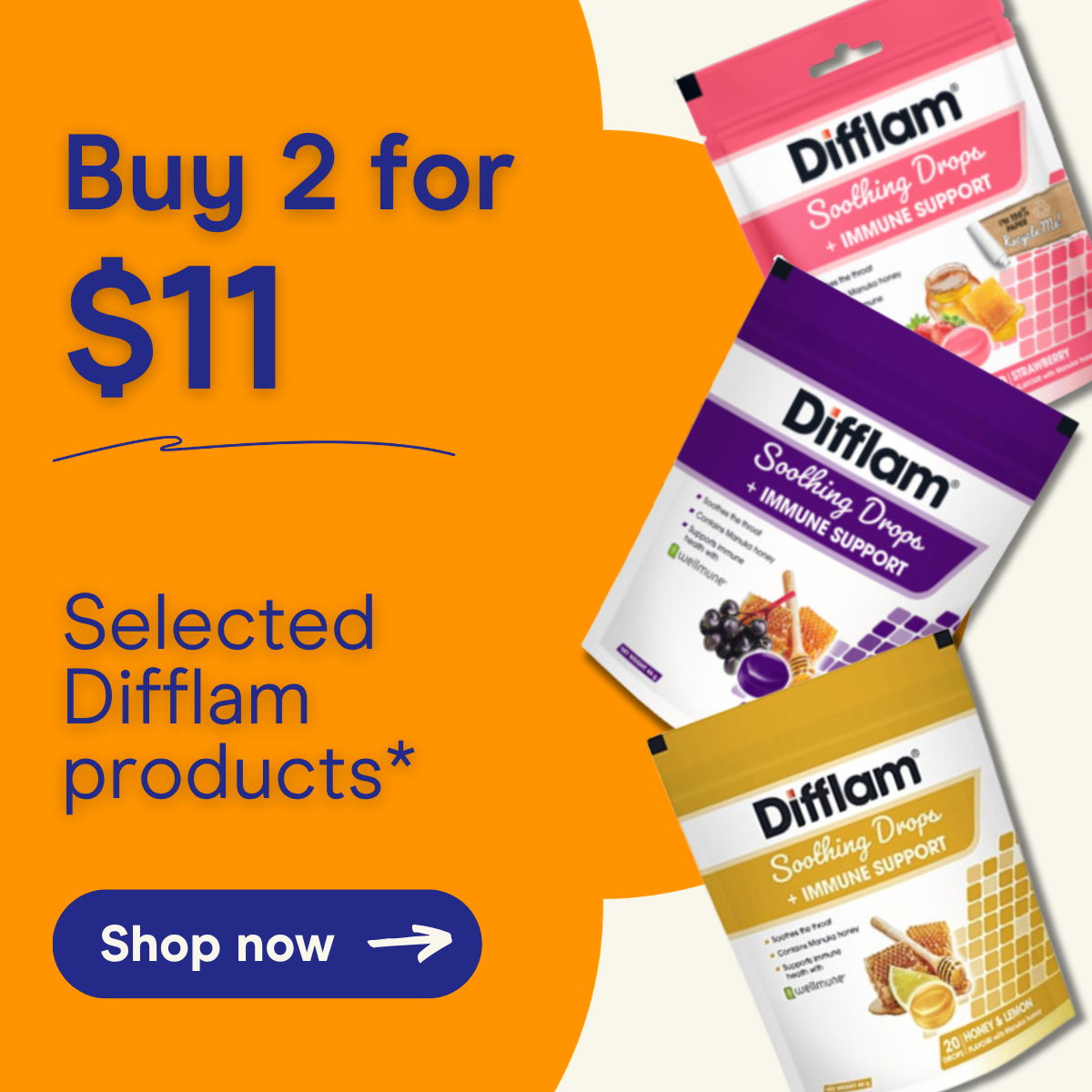 Buy 2 for $11 on selected Difflam products. Shop now.