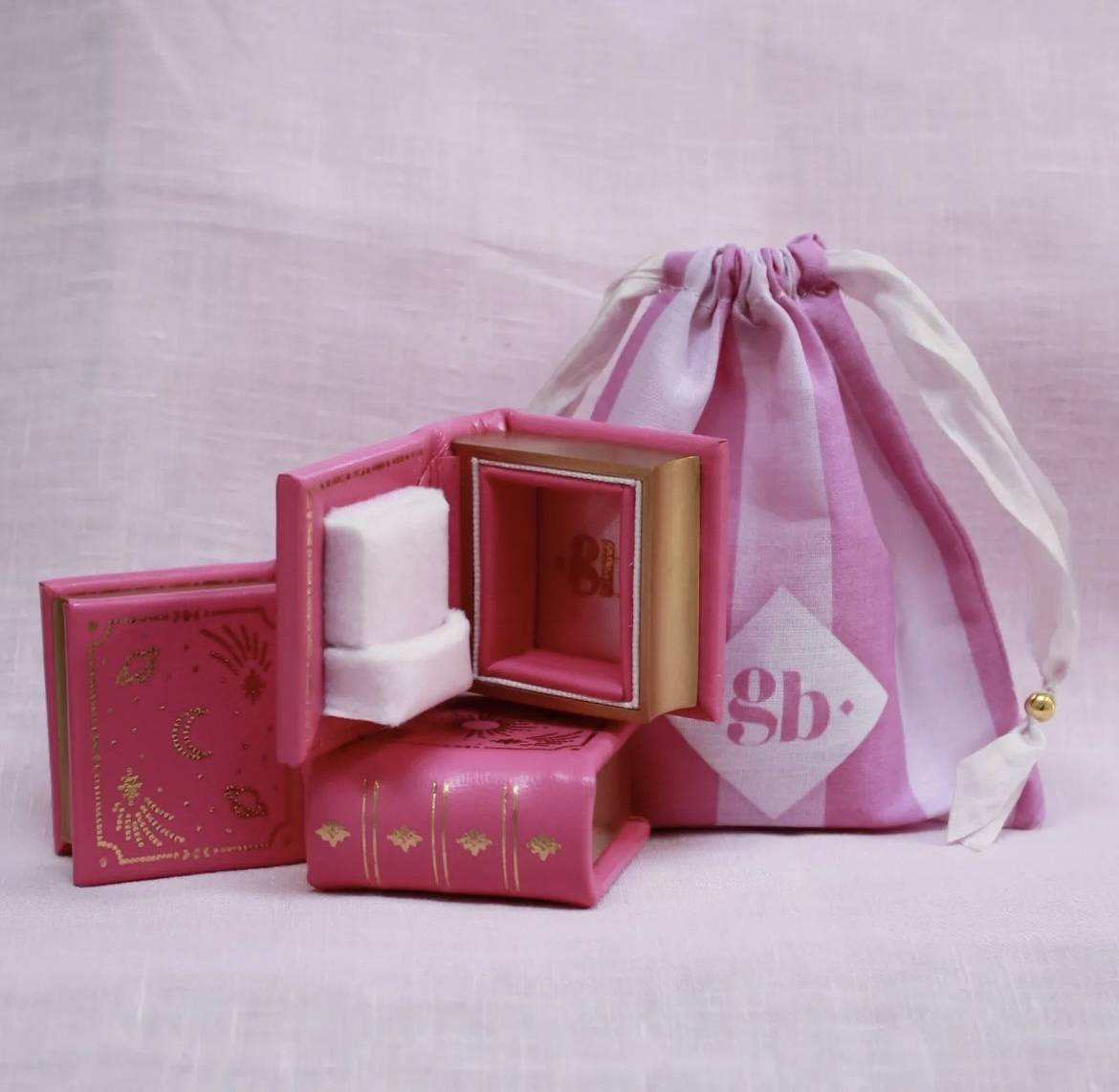 pink gem breakfast custom kitty baxter book ring box