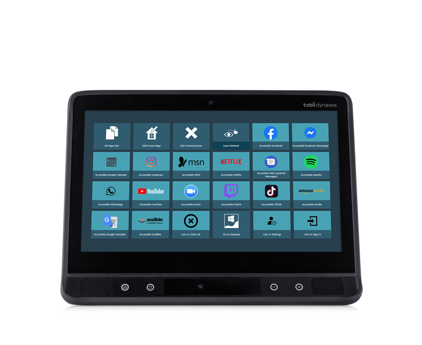 Tobii Dynavox TD I-Series featuring Communicator 5 Accessible Apps homescreen
