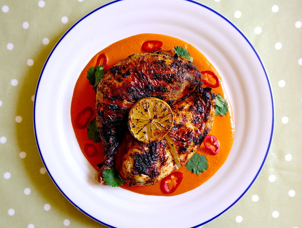 Grilled chicken with mojo rojo