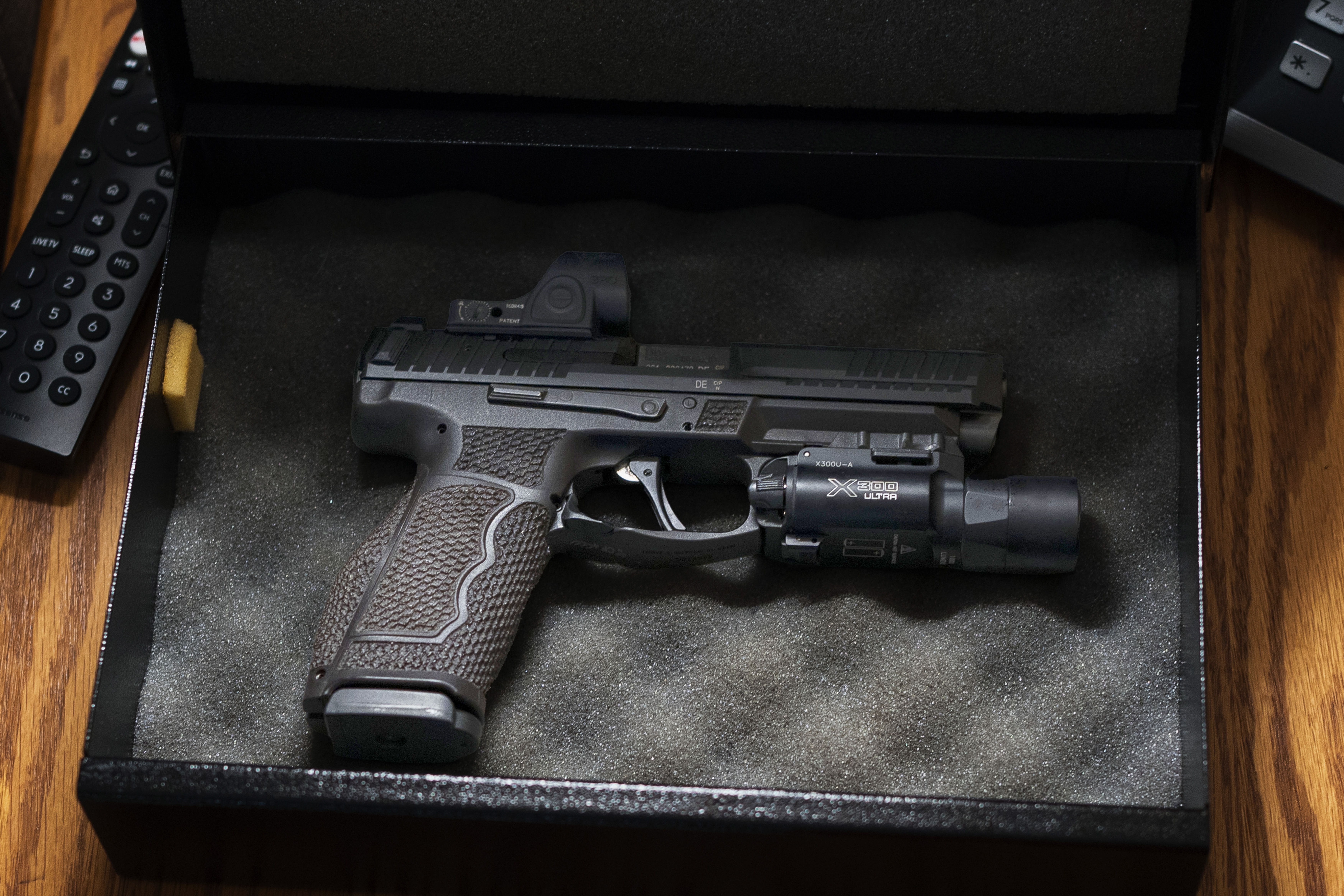 HK VP9A1 by LTT with Grey Guns Hybrid Trigger, LTT Low RDO Cut, Defiant Machine Works Stipple, and Surfire X300
