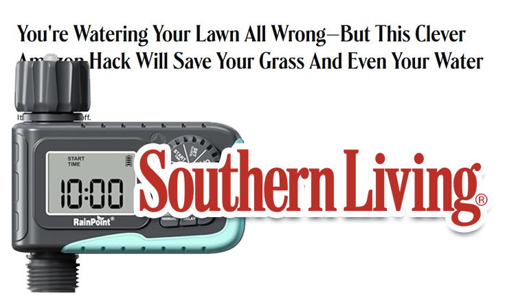 Watering advice with a timer and Southern Living logo.