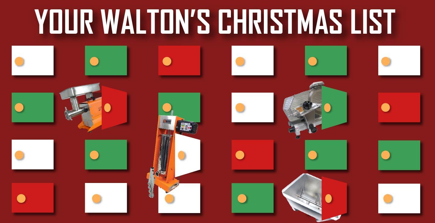 Your Walton's Christmas List featuring gift icons and festive backgrounds.