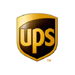 UPS logo featuring a shield with brown and yellow colors.