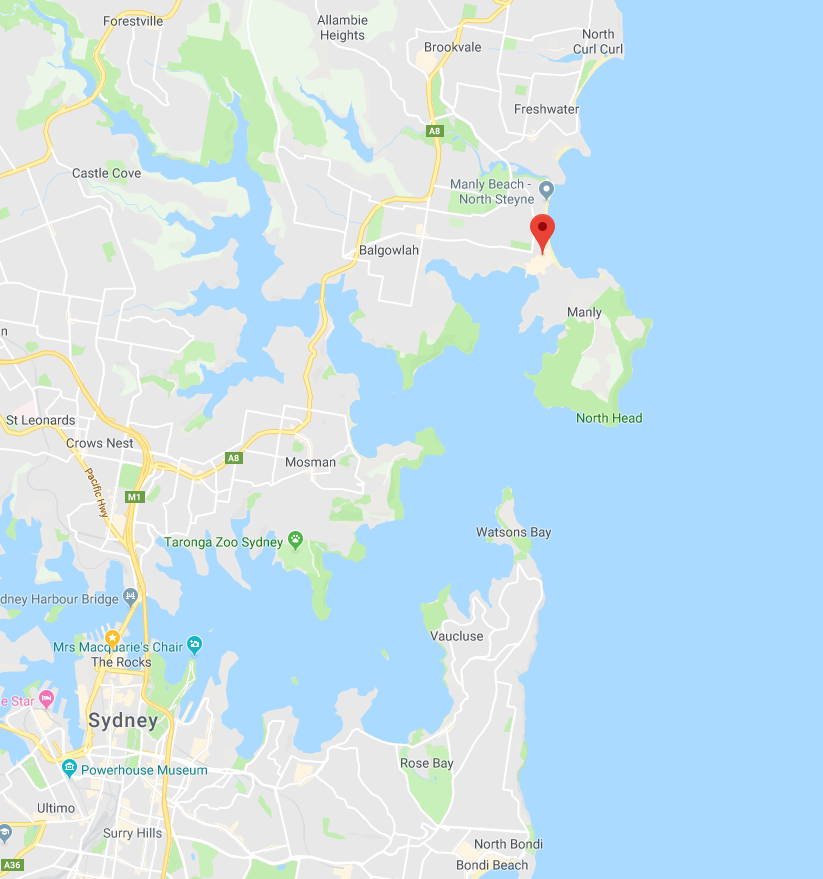 map of Manly, new south wales, Back To Sport Au location