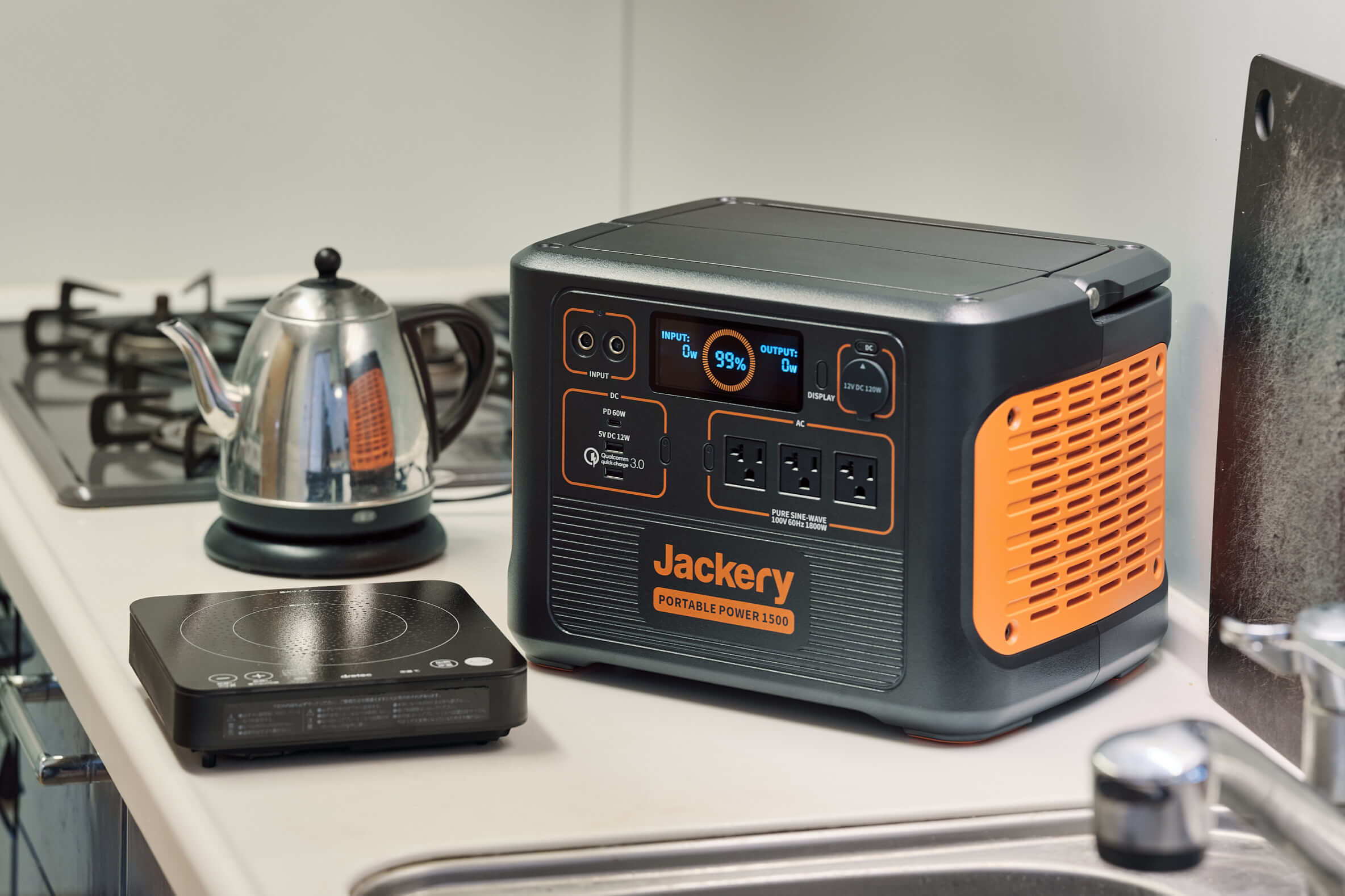 Jackeryポータブル電源1500はIHコンロや電気ケトルなども稼働