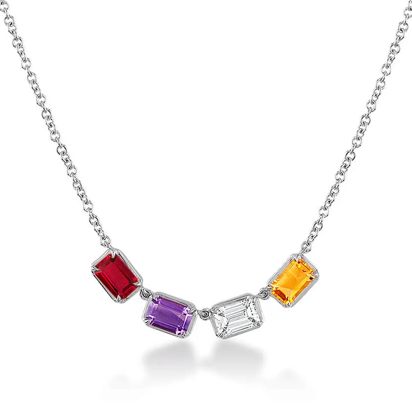 four stone multiple birthstone necklace