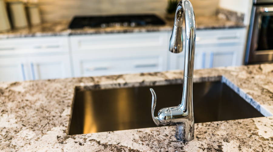 marble countertop and stainless sink