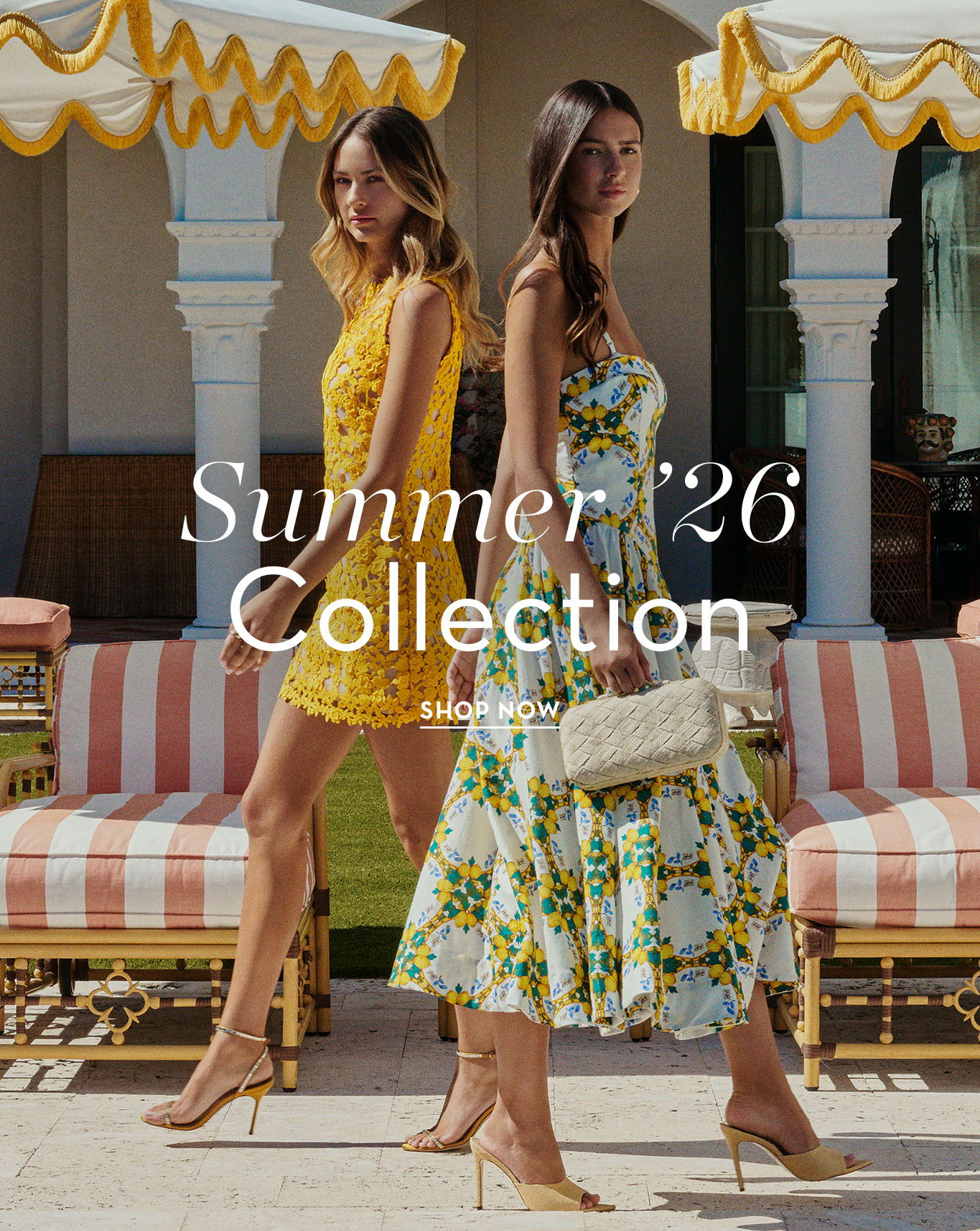 Two women modeling summer dresses, showcasing the Summer '26 Collection.