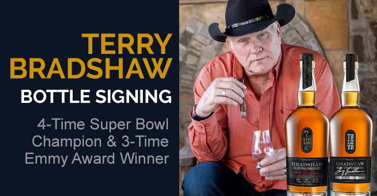 Terry Bradshaw bottle signing event banner. 
