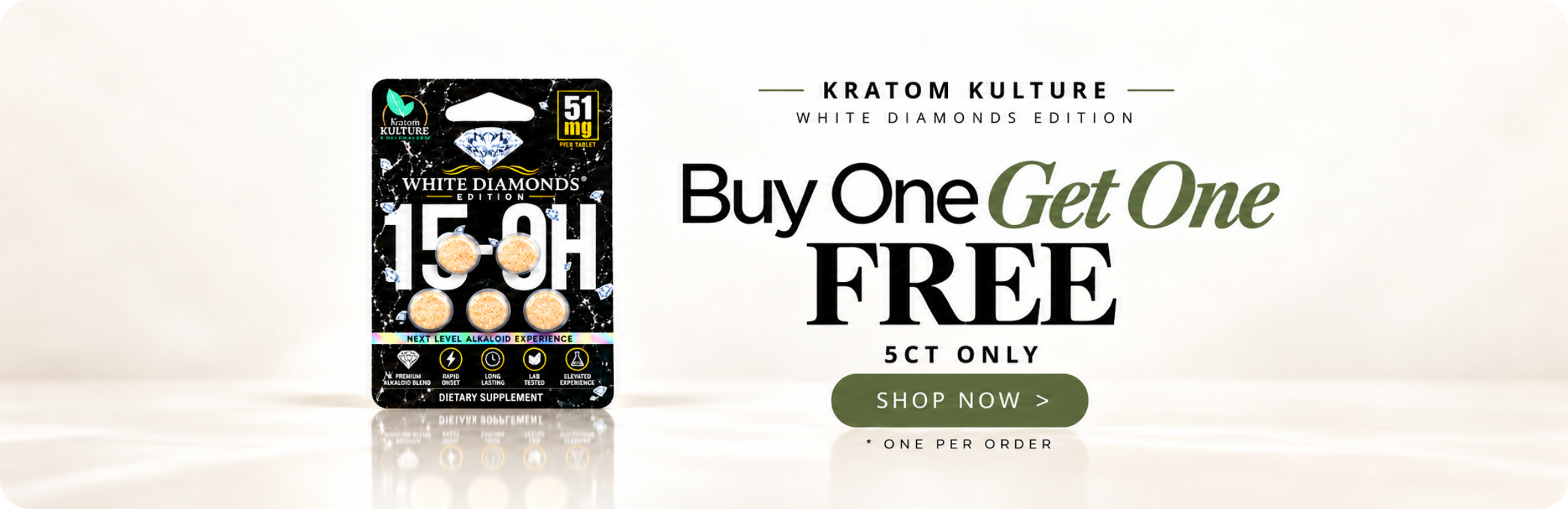 Promotional image for buy one, get one free offer on products.