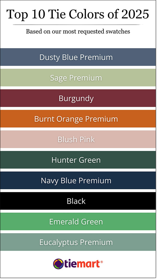 Visual of top tie colors of 2025