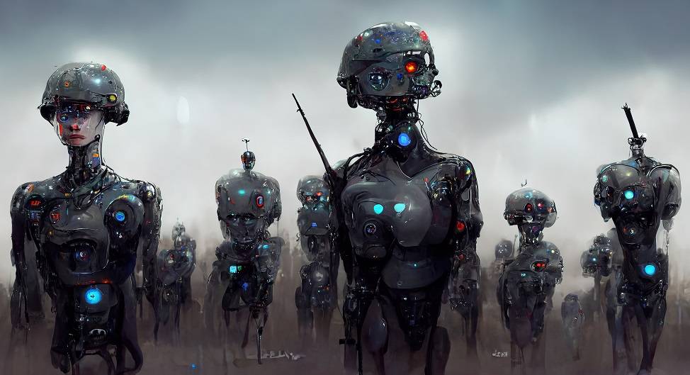 Illustration of robotic soldiers
