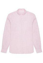 Luca Faloni pink band collar linen shirt made in Italy
