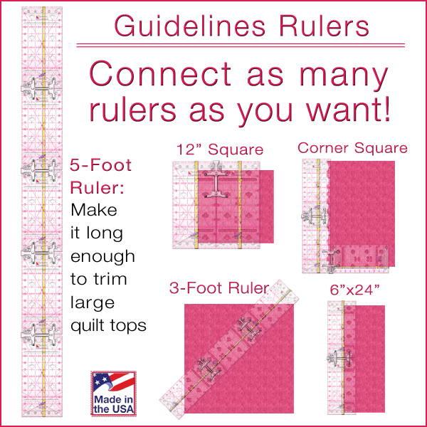 Guidelines Rulers Set Options by Guidelines4Quilting. Guidelines Rulers:  Non-Slip, Self-Aligning, Connectable and Unbreakable