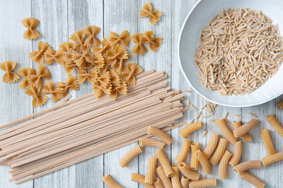 assorted uncooked whole wheat pastas